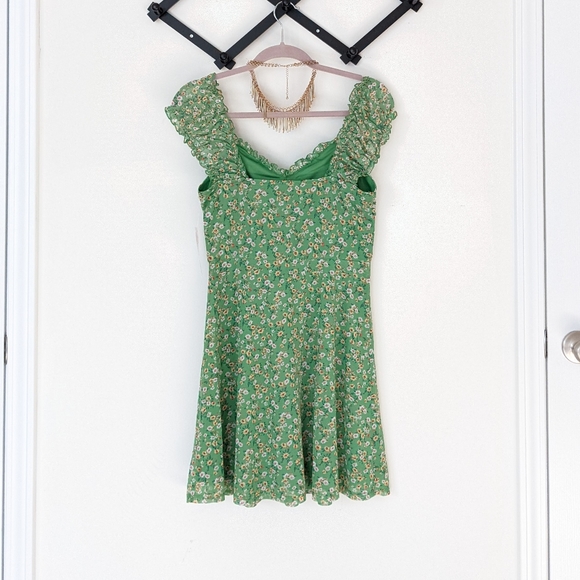 🔴SOLD🔴Vintage French Green Floral Print Mini Dress Size L - Picture 11 of 15